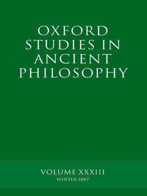 cover image of Oxford Studies in Ancient Philosophy XXXIII